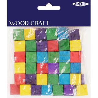 Wood Cubes 15mm Coloured Pkt 72