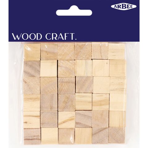 Wood Cubes 15mm Natural Pkt 72