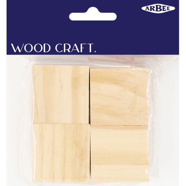 Wood Craft Cubes 35mm Natural Pkt 4