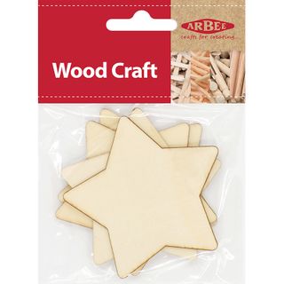 Plywood Shape Star 77x2mm Pkt 4