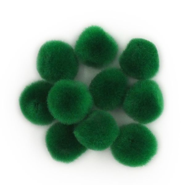 Pom Poms 13mm Dark Green Pkt 100