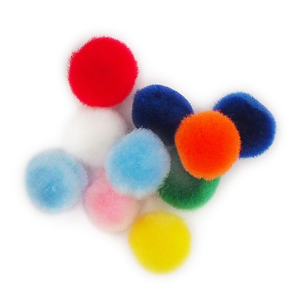 Pom Poms 13mm Mixed Plain Pkt 100