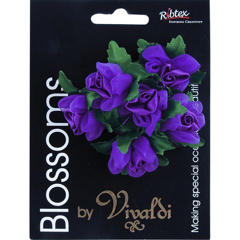 Flower Organza Rose Bud 6Head Purple