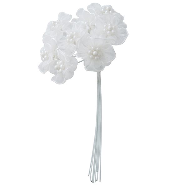 Flower Organza Pearl Daisy 8Head White