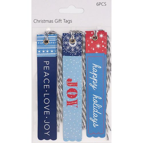 Xmas Gift Tags Blue Joy 6Pcs
