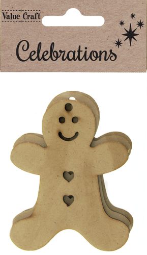 Xmas Wood Gingerbread 8cm Natural 4Pcs