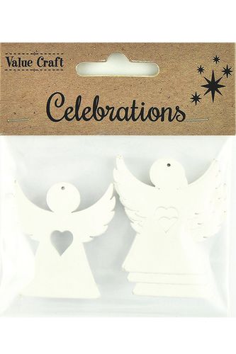 Xmas Wooden Angel White 5cm 6Pcs
