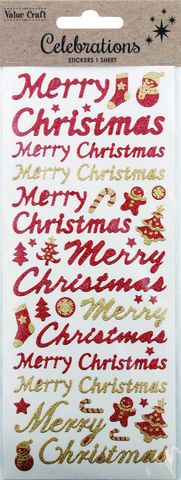 Glitter Stickers Text Stockings 1Sheet