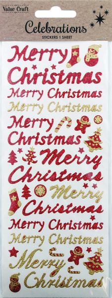 Glitter Stickers Text Stockings 1Sheet