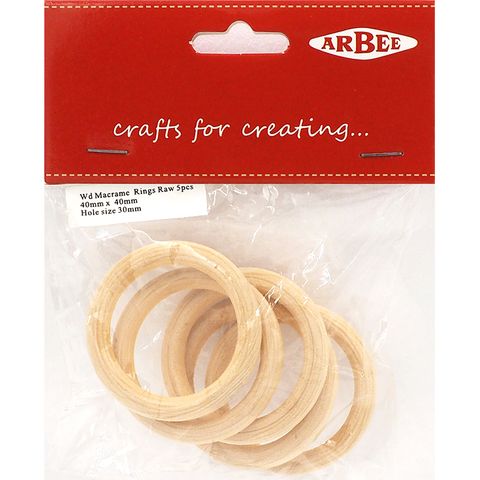 Wood Beads Macrame Ring Large Pkt 5 - Arbee Craft
