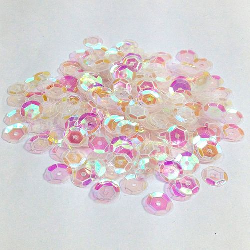 Sequins 10mm Laser Cup Clear AB 250g