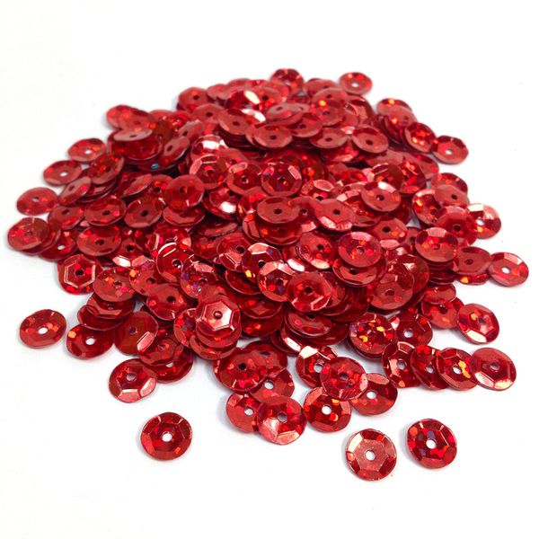 Sequins 6mm Laser Cup Red 35g