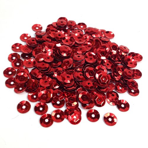 Sequins 6mm Metallic Cup Red 35g