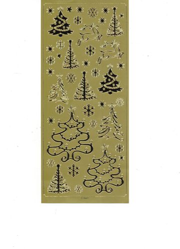 Stickers Christmas Trees Gold