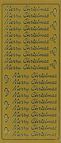 Stickers Merry Xmas with Holly Gold