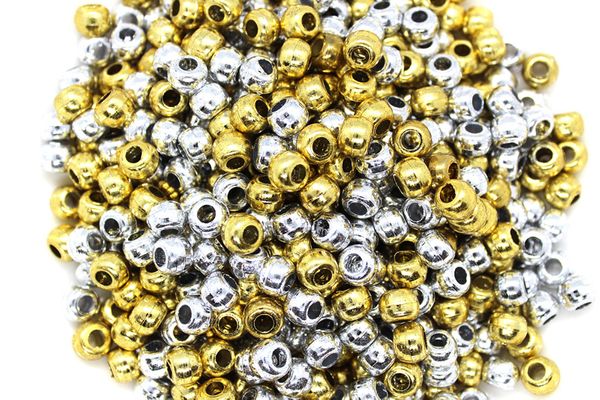 Pony Beads 9mm Gold/Silver 250g