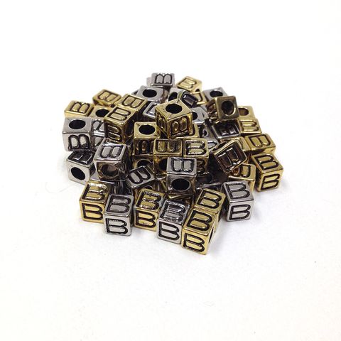 Alphabet Beads Block Gold/Silver Pkt144