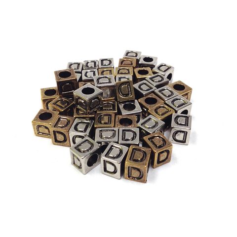 Alphabet Beads Block Gold/Silver D