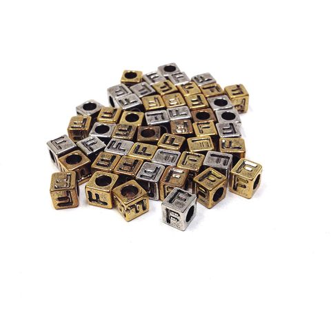 Alphabet Beads Block Gold/Silver F