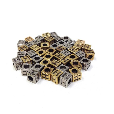 Alphabet Beads Block Gold/Silver H