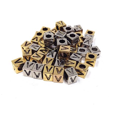 Alphabet Beads Block Gold/Silver V