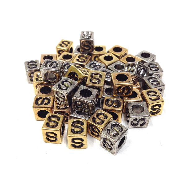 Alphabet Beads Block Gold/Silver S
