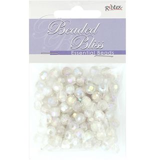 Bead Plastic Round Faceted 7mm White 20G