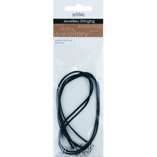 Necklace Leather 1mmx48cm Black 2Pcs