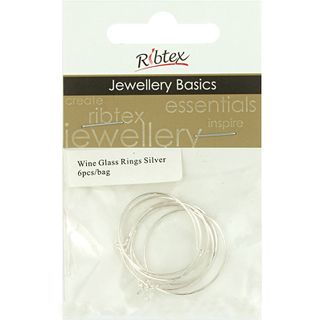 Wine Glass Rings Silver 6Pcs