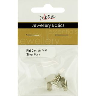 Flat Disc On Post With Jump Ring 6Pcs