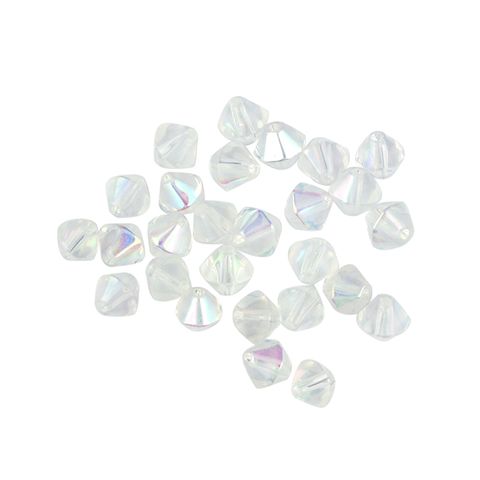 Bead Glass Bicone 6Mm Crystal Ab 28Pcs
