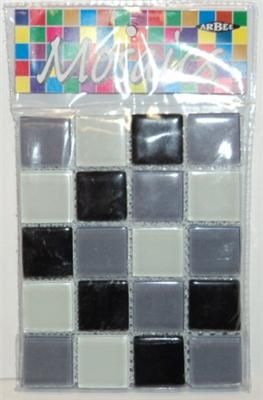 Glass Tiles 25x25mm Blacks Pkt 40