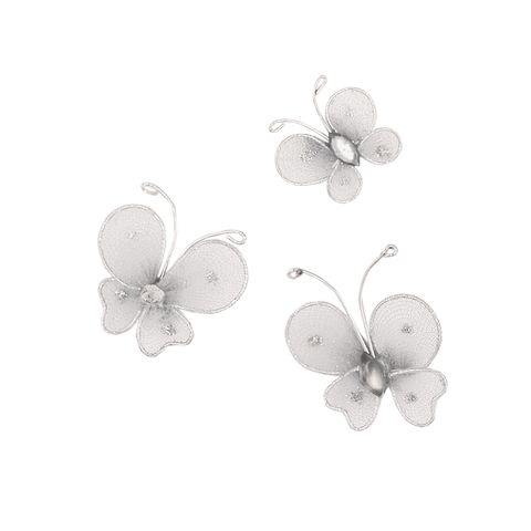 Wire Butterfly 2 Sizes White 10Pcs