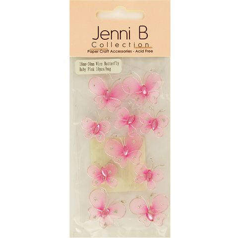 Wire Butterfly 2 Sizes Baby Pink 10Pcs