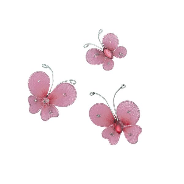 Wire Butterfly 2 Sizes Baby Pink 10Pcs