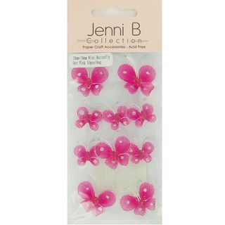 Wire Butterfly 2 Sizes Hot Pink 10Pcs