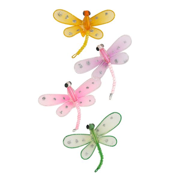 Wire Dragonfly 40x45mm Yellow Pink Green