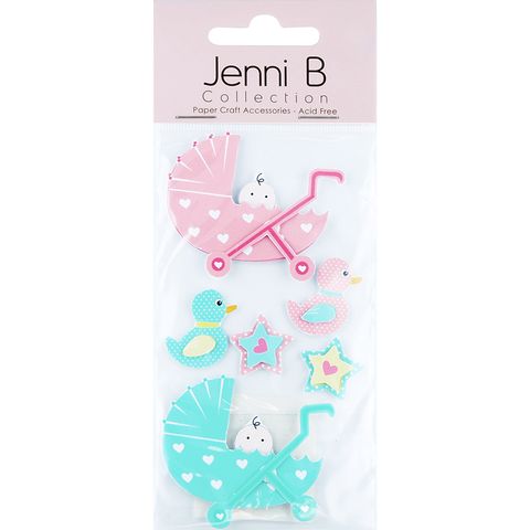 Jenni B Baby Prams Pink Mint 6Pcs
