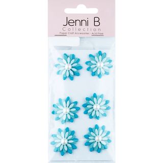 Jenni B Paper Flower Pearl Blue 6Pcs