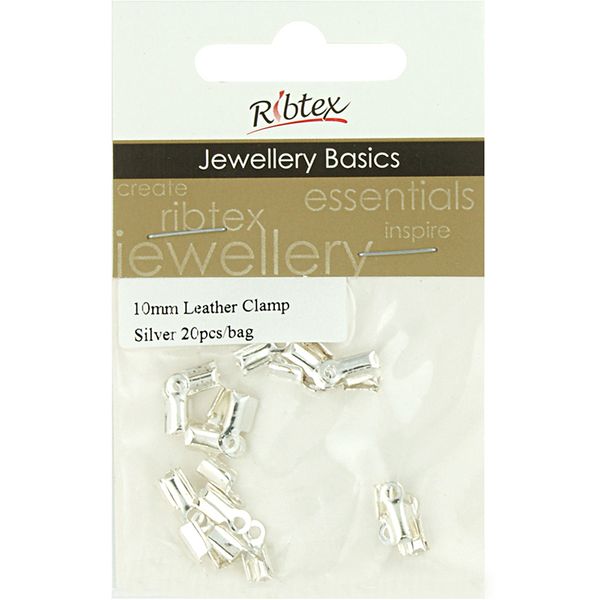Leather Clamp 10mm Silver 20Pcs