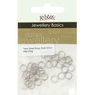 Jump Rings 7mm Dark Silver 40Pcs