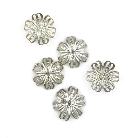 Bead Caps Adjustable Silver 12Pcs