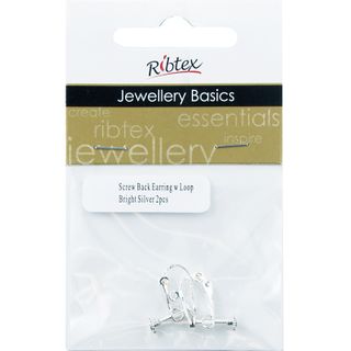 Earring Screw Back With Loop Silver 2Pcs