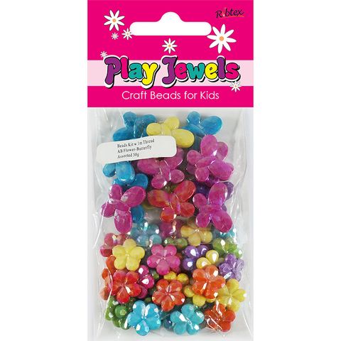 Bead Kit-1M Thr Ab Flower-B-Fly Asst 30G