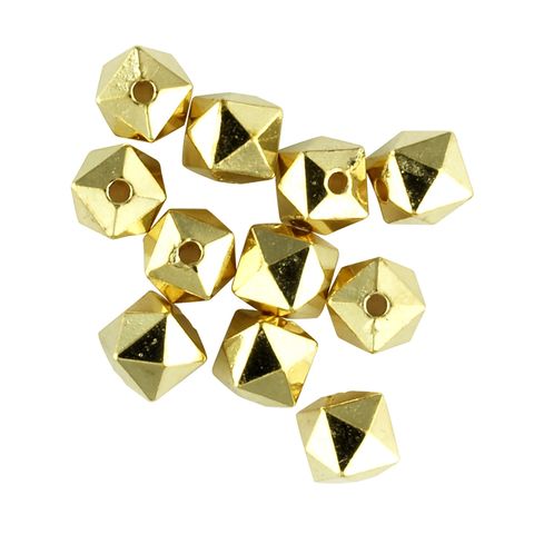 Bead 8Mm Gold Facetted Cube 20G