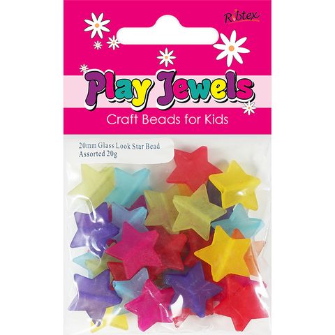 Bead 20Mm Glass Look Star Assorted 20G