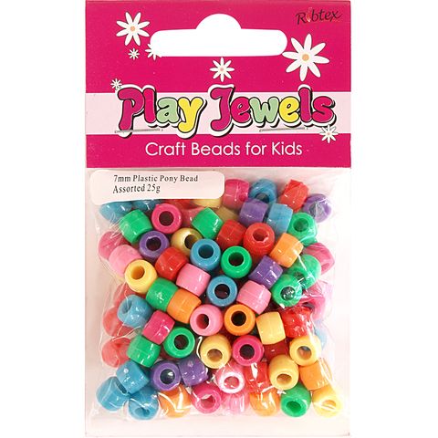 Bead 7Mm Plastic Pony Bead Br Asst 25G