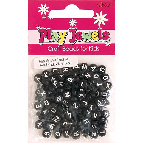 Bead 5Mm Alphabet Cube Blk-Wh 90Pcs