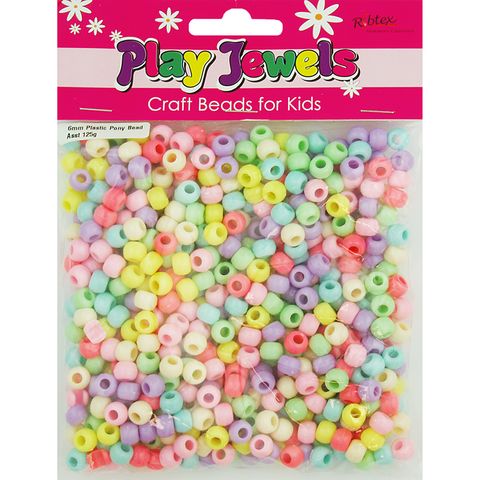 Bead Vp 6mm Pony Pastel Asst 125G