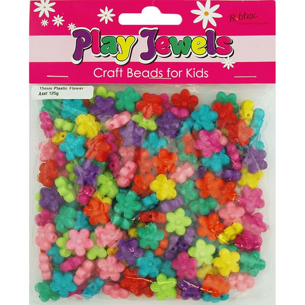 Bead Vp 15Mm Flower Bright Asst 125G